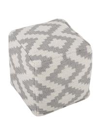 Handgewebter Pouf Napua, Bezug: 100% recyceltes Polyester, Hellbeige, Hellgrau, B 40 x H 40 cm