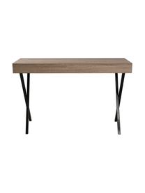 Scrivania con cassetti Julia, Struttura: metallo, verniciato, Legno di teak, nero, Larg.. 120 x Prof. 40 cm