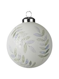 Set 3 palline di Natale Lilian, Vetro, Bianco, grigio, Ø 8 cm