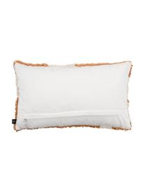 Flauschige Kissenhülle Power mit getufteter Oberfläche, 100% Baumwolle, Orange, gebrochenes Weiss, 30 x 50 cm