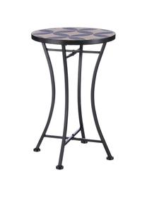 Table d'appoint ronde avec mosaïque Catona, Bleu, beige, noir