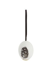 Deko-Anhänger-Set Disa, 12-tlg., Echte Eier, Weiß, Goldfarben, Grau, Ø 6 x H 7 cm