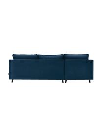 Sofa narożna z aksamitu z funkcją spania Loft, Tapicerka: 100% aksamit poliestrowy, Nogi: metal lakierowany, Granatowy, S 275 x G 181 cm