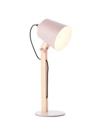 Große Schreibtischlampe Swivel mit Holzfuß, Lampenschirm: Metall, Lampenfuß: Metall, Rosa, Helles Holz, B 16 x H 52 cm