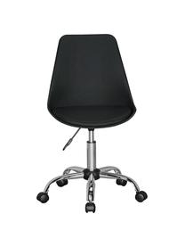 Silla giratoria de oficina Korsika, Asiento: cuero sintético, Tapizado: poliéster, Estructura: metal cromado, Ruedas: plástico, Negro, cromo, An 47 x F 46 cm