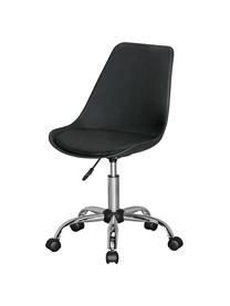 Silla giratoria de oficina Korsika, Asiento: cuero sintético, Tapizado: poliéster, Estructura: metal cromado, Ruedas: plástico, Negro, cromo, An 47 x F 46 cm