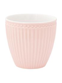 Handgemachte Becher Alice in Rosa mit Reliefdesign, 2 Stück, Steingut, Rosa, Ø 10 x H 9 cm, 300 ml