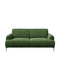 Divano 2 posti in tessuto verde scuro Puzo, Rivestimento: 100% poliestere, Sottostruttura: compensato, legno di betu, Piedini: metallo verniciato, Verde scuro, Larg. 170 x Prof. 84 cm