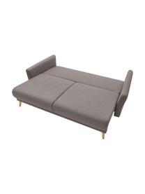 Sofa z funkcja spania i miejscem do przechowywania Mia (3-osobowa), Tapicerka: kaszmir, Nogi: drewno bukowe, Taupe, S 228 x G 102 cm