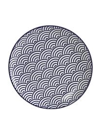 Platos postre arteanales de porcelana Nippon, 4 uds., Porcelana, Azul, blanco, Ø 21 cm