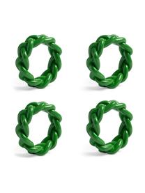 Servetringen Braid in groen, 4 stuks, Polyresin, Groen, Ø 6 x H 2 cm
