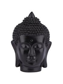 Dekorace Buddha Head, Polyresin, Černá, Ø 11 cm, V 17 cm