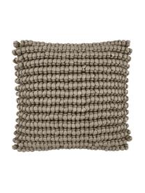 Housse de coussin avec petites boules de tissu 45x45 beige Iona, Brun clair, larg. 45 x long. 45 cm