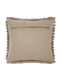 Housse de coussin avec petites boules de tissu 45x45 beige Iona, Brun clair, larg. 45 x long. 45 cm