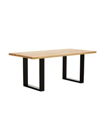 Mesa de comedor Oliver, tablero de madera maciza, Tablero: madera de roble silvestre, Patas: metal con pintura en polv, Roble, negro, An 180 x F 90 cm