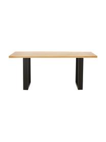 Table en bois massif Oliver, Chêne sauvage, noir