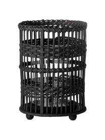 Windlicht Ronn aus Rattan, Windlicht: Rattan, Schwarz, Ø 16 x H 23 cm