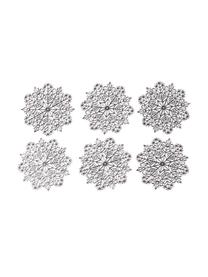 Placemats Snowflake, 6 stuks, Kunststof, Zilverkleurig, Ø 10 x H 1 cm