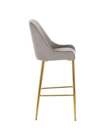 Tabouret de bar en velours Ava, Velours taupe, larg. 48 x haut. 107 cm