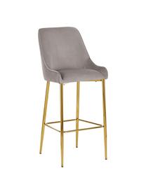 Tabouret de bar en velours Ava, Velours taupe, larg. 48 x haut. 107 cm