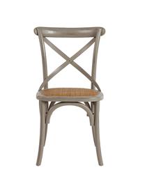 Sedia grigia Cross, Struttura: legno di olmo rivestito, Seduta: rattan, Grigio, marrone chiaro, Larg. 51 x Prof. 52 cm