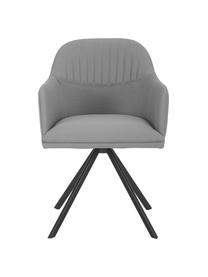 Sedia girevole imbottita in tessuto grigio con braccioli Lola, Rivestimento: poliestere, Gambe: metallo verniciato a polv, Tessuto grigio, gambe nero, Larg. 58 x Prof. 53 cm