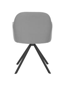 Sedia girevole imbottita in tessuto grigio con braccioli Lola, Rivestimento: poliestere, Gambe: metallo verniciato a polv, Tessuto grigio, gambe nero, Larg. 58 x Prof. 53 cm