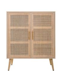 Dressoir Cayetana met deuren, Frame: MDF, fineer, Handvatten: metaal, Poten: bamboehout, gelakt, Bruin, hout, B 80 cm x H 101 cm