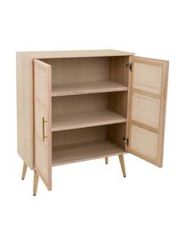 Dressoir Cayetana met deuren, Frame: MDF, fineer, Handvatten: metaal, Poten: bamboehout, gelakt, Bruin, hout, B 80 cm x H 101 cm