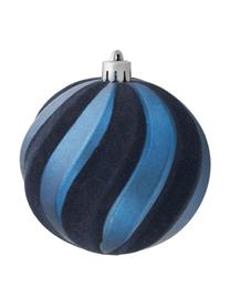 Set de bolas de Navidad de terciopelo Foresti, 12 uds., Plástico, terciopelo, Azul oscuro, plateado, Ø 8 cm