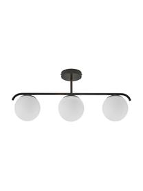 Lampada da soffitto in vetro opale Grant, Paralume: vetro, Struttura: metallo rivestito, Baldacchino: metallo rivestito, Bianco, nero, Larg. 70 x Alt. 30 cm