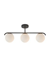 Lampada da soffitto in vetro opale Grant, Paralume: vetro, Struttura: metallo rivestito, Baldacchino: metallo rivestito, Bianco, nero, Larg. 70 x Alt. 30 cm