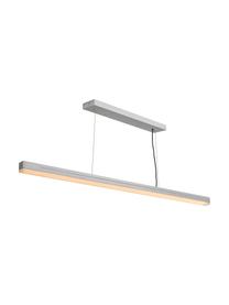 Grote LED hanglamp Skylar in zilverkleur, Lampenkap: gecoat aluminium, Diffuser: kunststof, Baldakijn: gecoat aluminium, Zilverkleurig, 115 x 4 cm