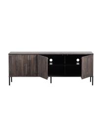 TV-Lowboard Avourio mit geriffelter Front aus Eschenholz, 3-türig, Korpus: Eschenholz, FSC-zertifizi, Füße: Metall, beschichtet, Eschenholz, B 150 x H 56 cm