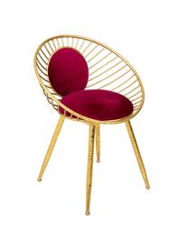 Silla tapizada Vivianna, Estructura: metal, Tapizado: terciopelo, Dorado, rojo, An 12 x Al 70 cm