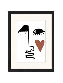 Ingelijste digitale print Love Your Face, Afbeelding: digitale print op papier,, Lijst: gelakt hout, Zwart, wit, roodbruin, B 33 cm x H 43 cm