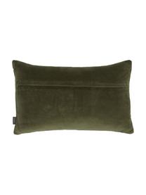 Coussin rectangulaire velours brodé vert olive Antler, Vert olive, blanc, larg. 30 x long. 50 cm