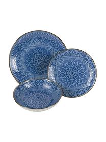 Sada nádobí s ornamenty Baku, pro 6 osob (18 dílů), Keramika, Modrá, Sada s různými velikostmi