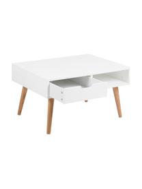 Table basse scandinave Mitra, Plateau : blanc, mat Pieds : chêne