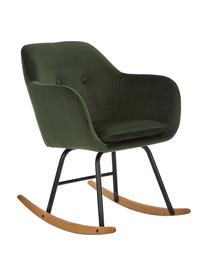 Fauteuil à bascule en velours vert Emilia, Velours vert, larg. 57 x prof. 69 cm