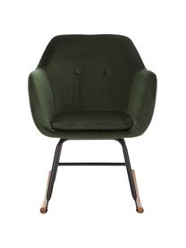 Fluwelen schommelstoel Emilia in groen, Bekleding: polyester (fluweel), Poten: gepoedercoat metaal, Fluweel groen, B 57 x H 69 cm
