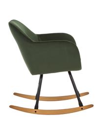 Fauteuil à bascule en velours vert Emilia, Velours vert, larg. 57 x prof. 69 cm