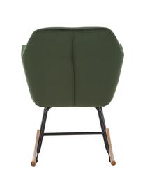 Fauteuil à bascule en velours vert Emilia, Velours vert, larg. 57 x prof. 69 cm