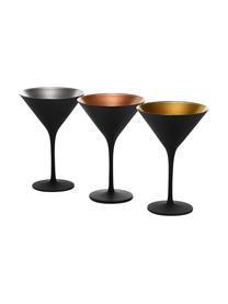 Copas martini de cristal Elements, 6 uds., Cristal recubierto, Negro, latón, Ø 12 x Al 17 cm, 240 ml