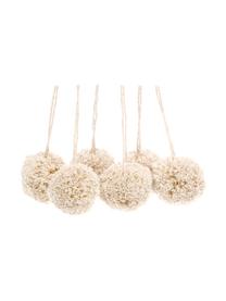 Pompoms Lily, 6 stuks, Katoen, Crèmekleurig, Ø 4 x H 14 cm