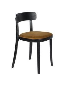 Krzesło z drewna z aksamitnym siedziskiem Brandon, Tapicerka: 100% aksamit poliestrowy , Żółty, S 46 x G 45 cm