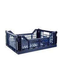 Caja plegable apilable Navy, mediana, Plástico reciclado, Azul marino, An 40 x Al 14 cm