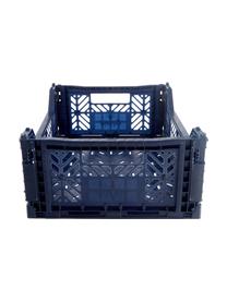 Caja plegable apilable Navy, mediana, Plástico reciclado, Azul marino, An 40 x Al 14 cm