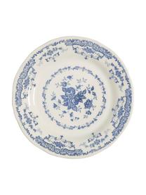 Mělký talíř s květinovým vzorem Rose, 2 ks, Keramika, Bílá, modrá, Ø 26 cm, V 2 cm