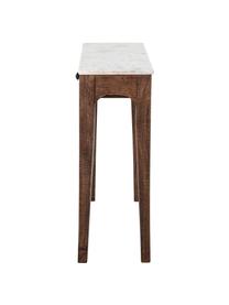 Konsole Hauge aus Mangoholz mit Marmor-Tischplatte, Tischplatte: Marmor Marmor ist ein Nat, Gestell: Mangoholz, Mangoholz, Weiss, marmoriert, B 79 x H 76 cm
